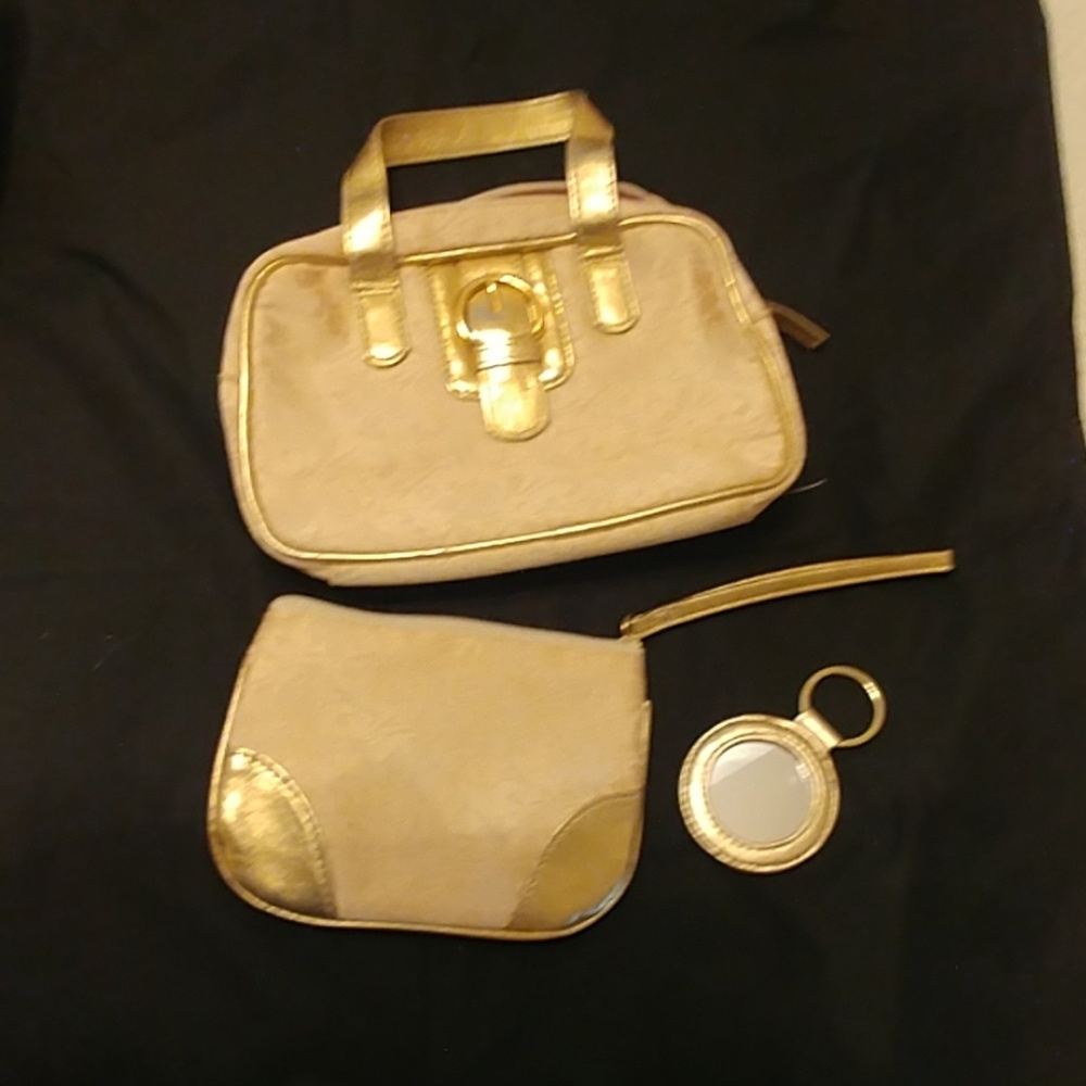 Cute little gold makeup bag, coin purse and key ch